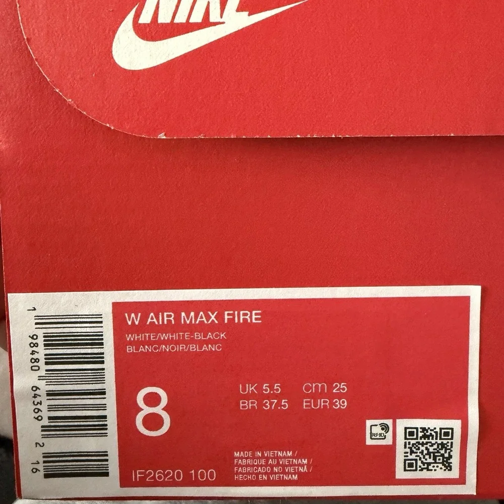 Nike Air Max Fire Women's Size 8 Triple White IF2620 100  New With Box